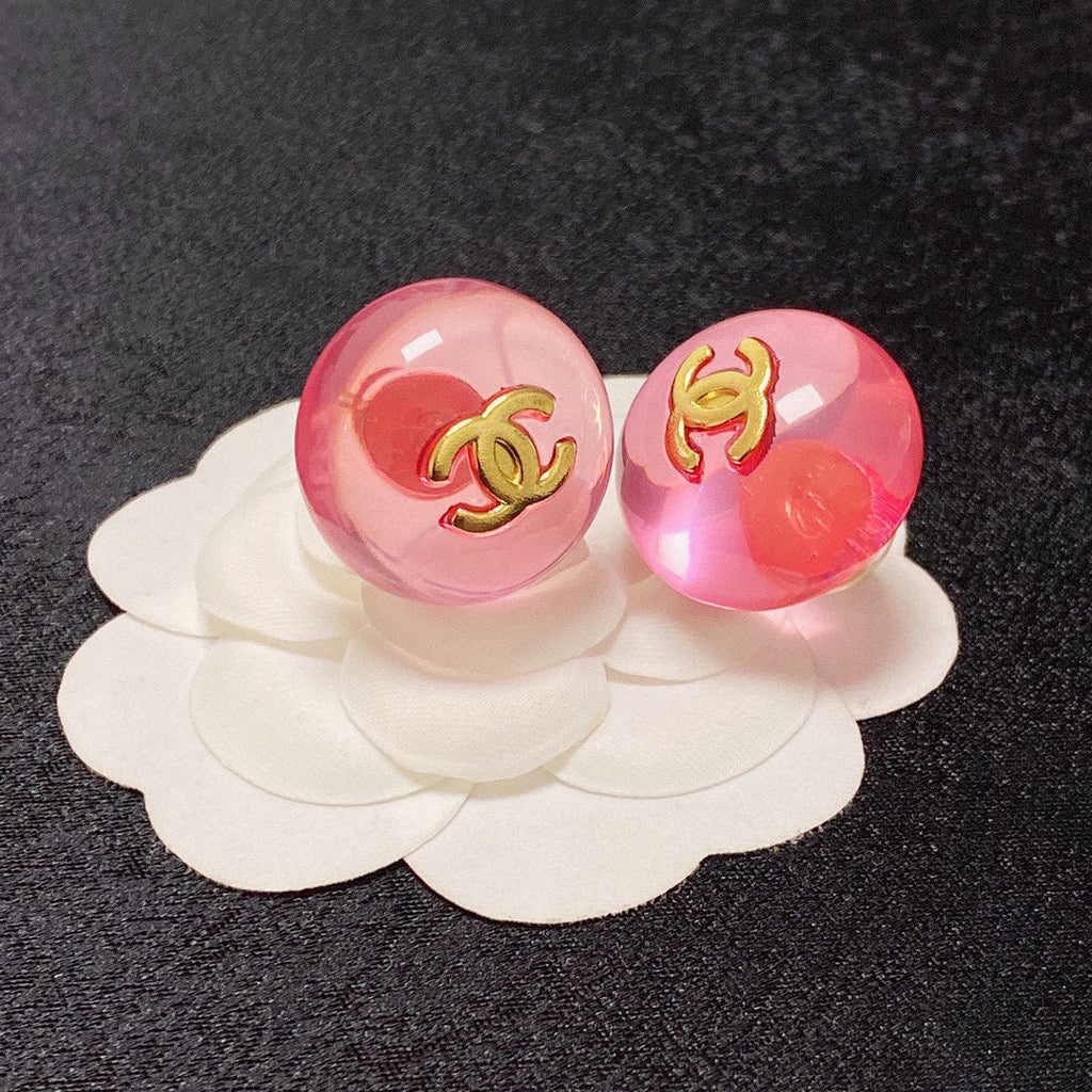18K Chanel Pink Crystal Earrings