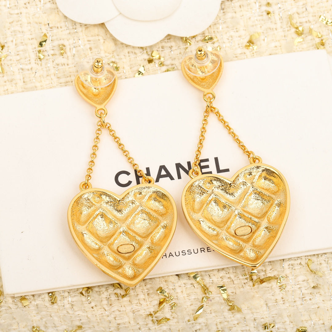18K Chanel Coco Crush Heart Pendant Earrings