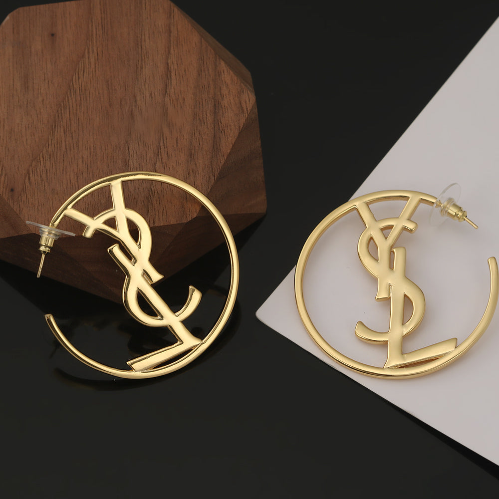18K Saint Laurent YSL Monogram Earrings