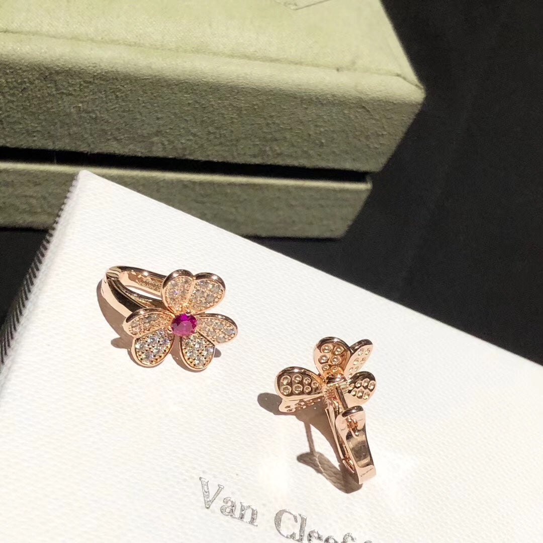 18k Van Cleef & Arpels Frivole Pink Sapphire Earrings