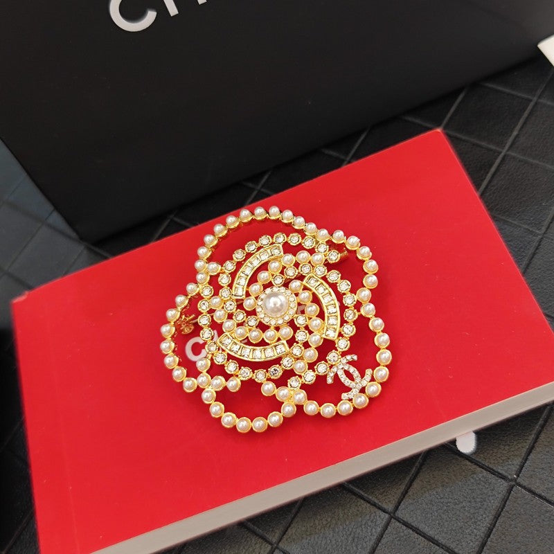 18K Chanel Camellia Pearl Brooch