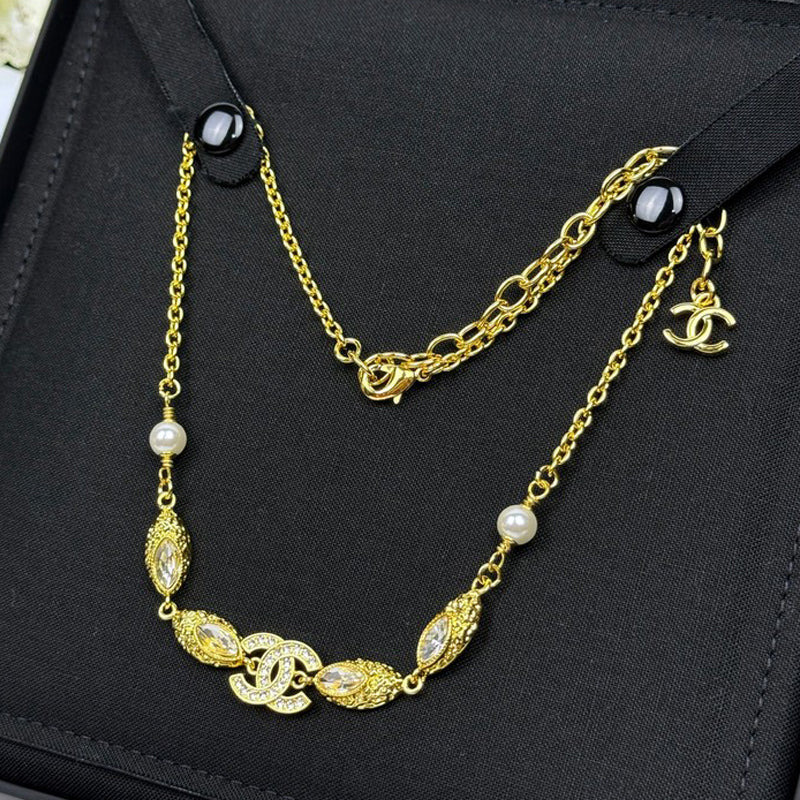 18K Chanel 26C Crystal Gold Necklace