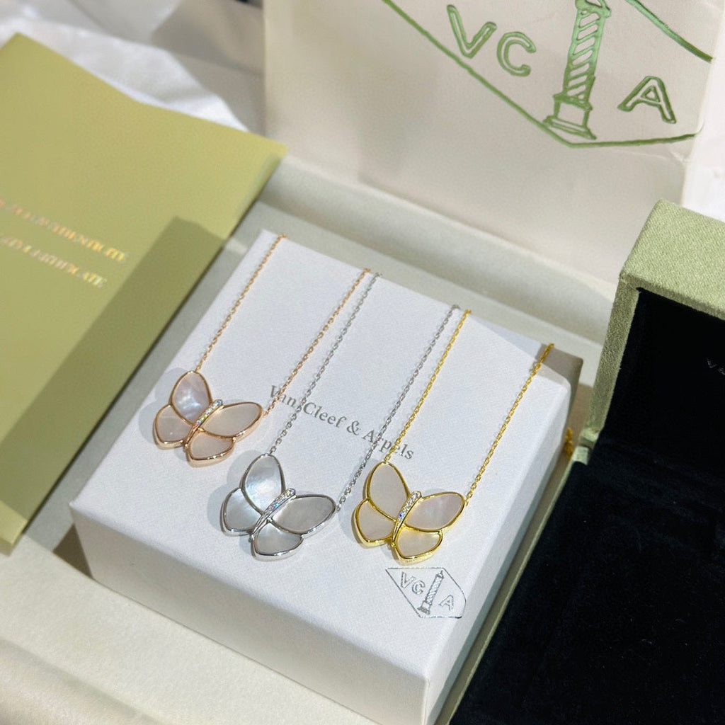 18K Van Cleef & Arpels Butterfly Pearl Necklace
