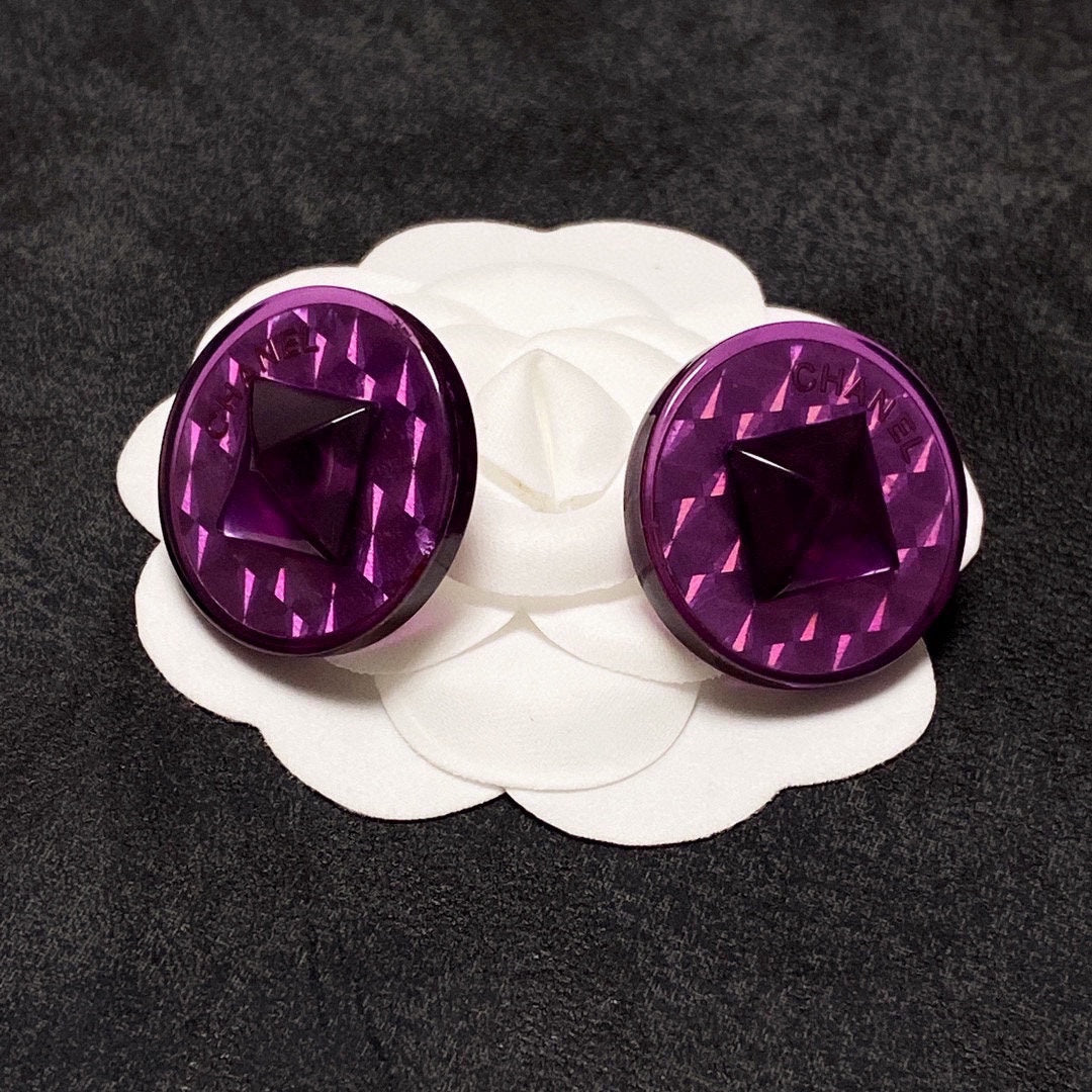 18K Vintage Chanel Purple Earrings