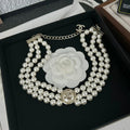 18K Chanel Choker Pearl Chain Necklace