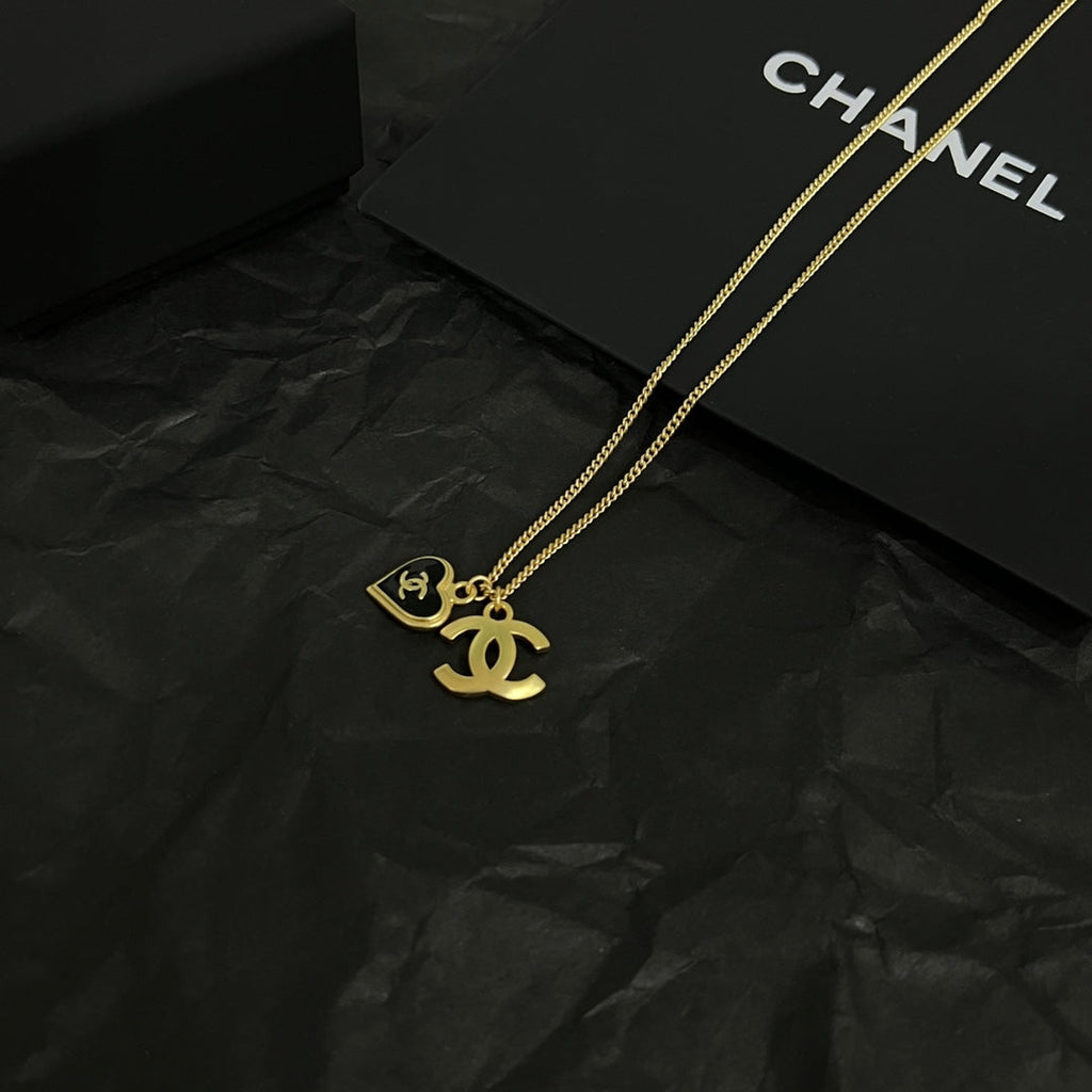 18K Chanel Black Heart Necklace