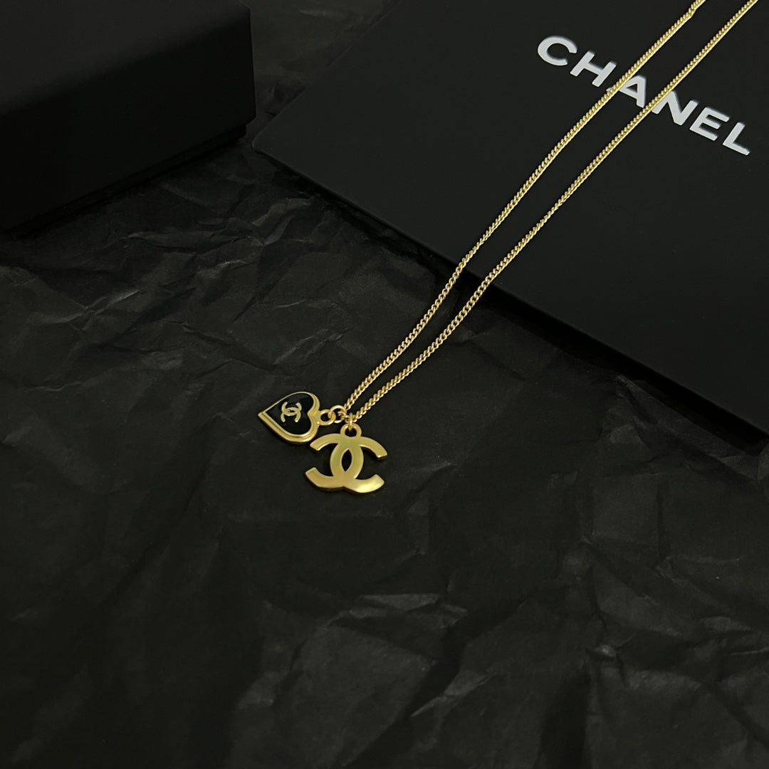 18K Chanel Black Heart Necklace