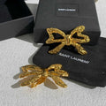 18K Saint Laurent YSL 26C Butterfly Gold Earrings