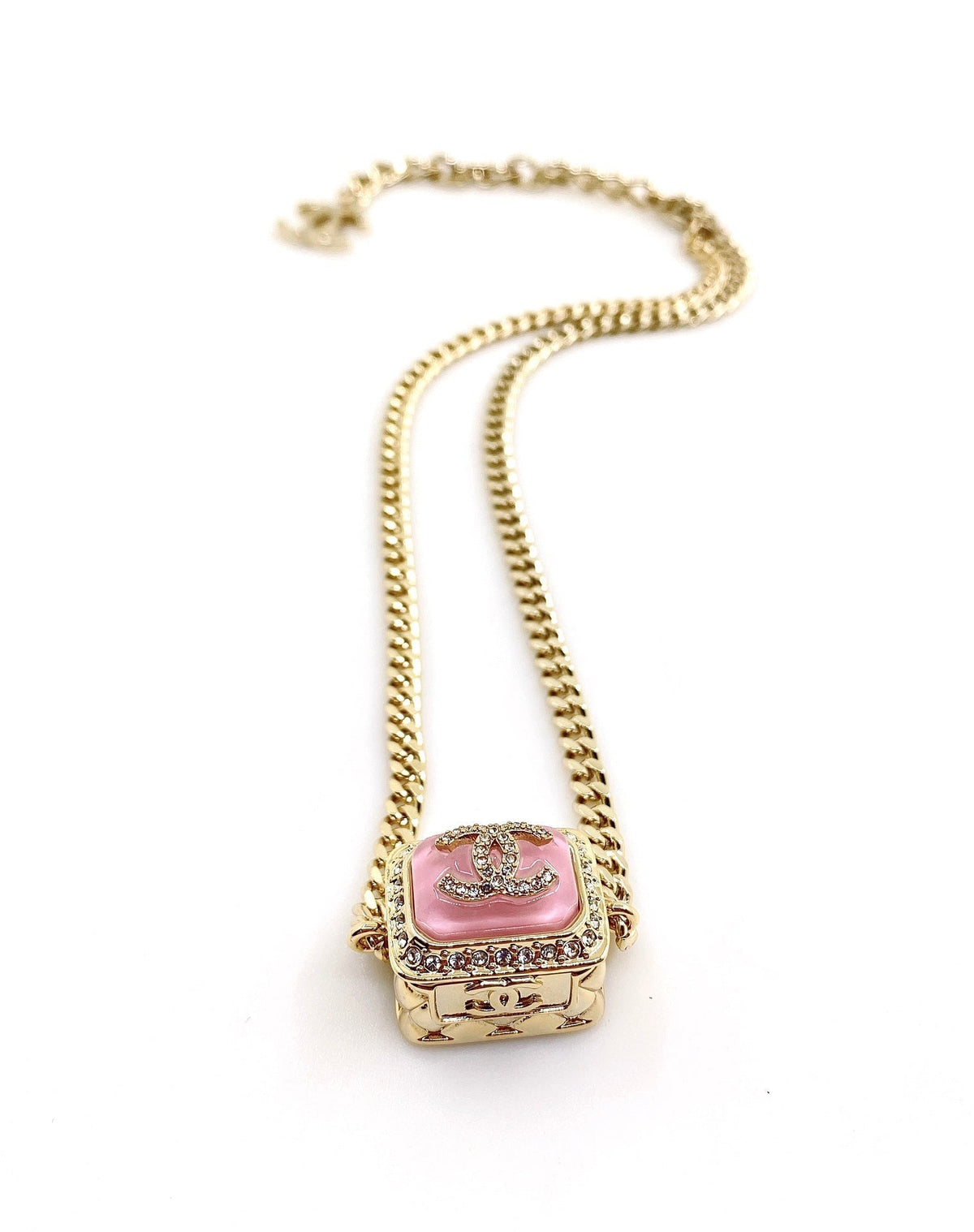 18K Chanel Pink Resin Chain Necklace