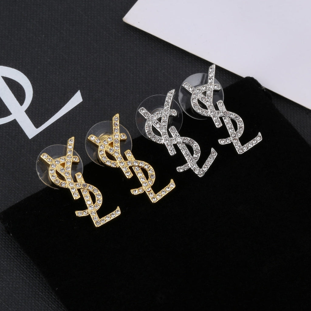 18K Saint Laurent YSL Classic Crystals Brooch