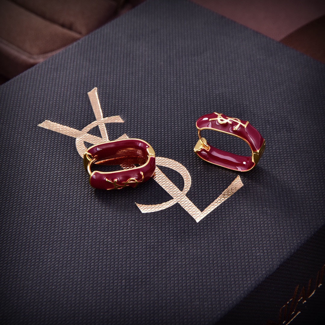 18K Saint Laurent Red Earrings