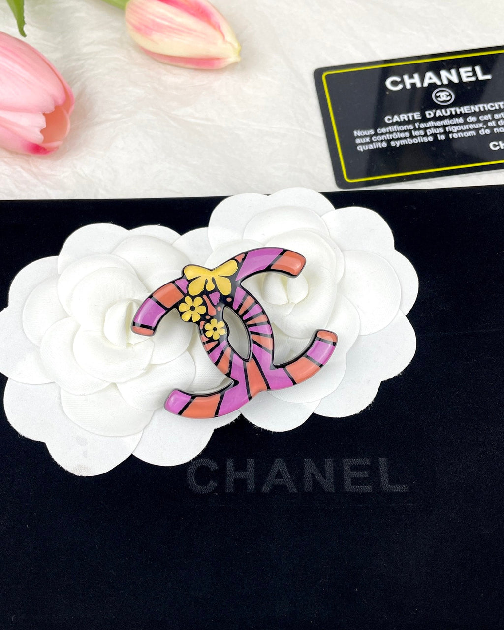 18K Chanel Pink Resin Brooch