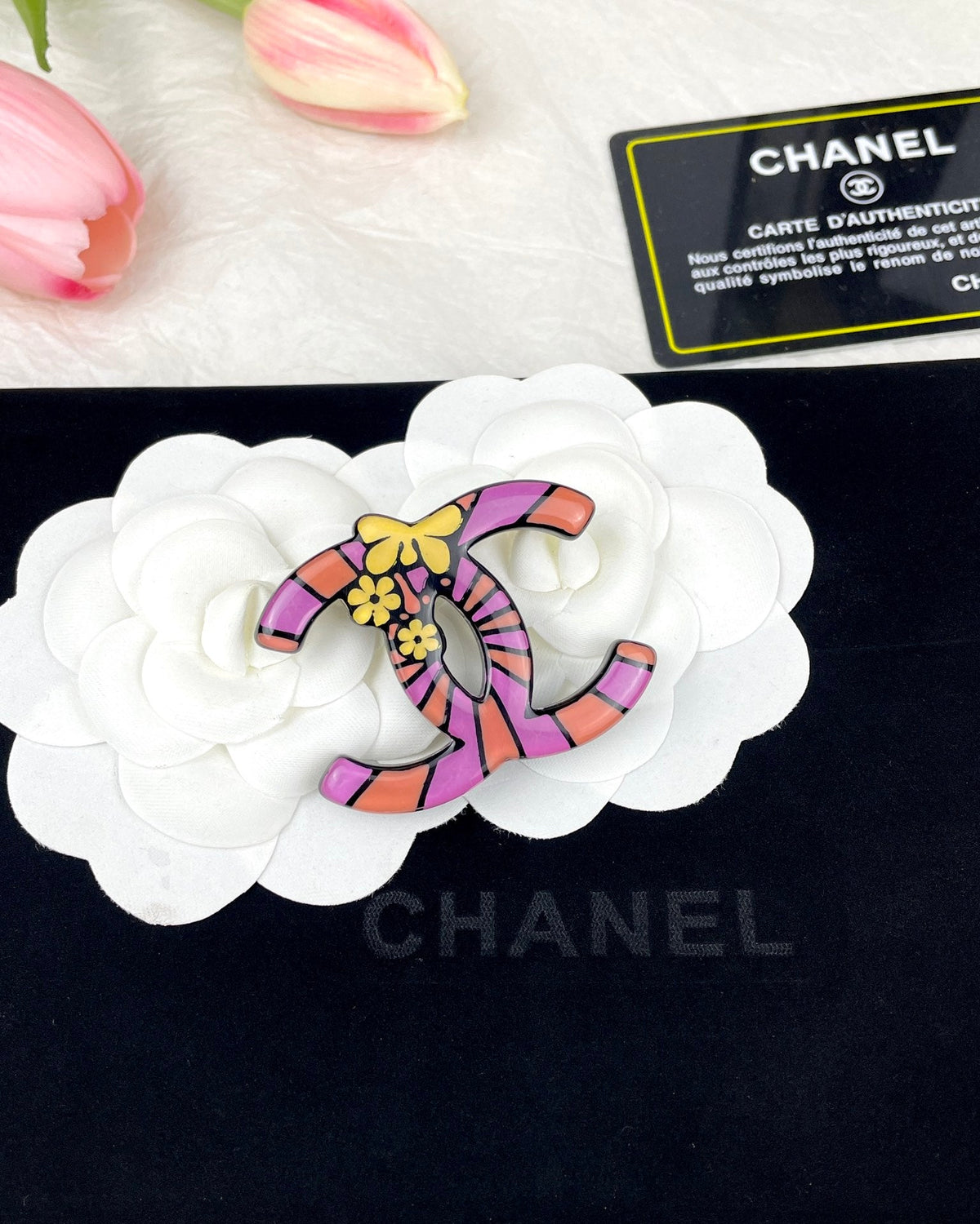 18K Chanel Pink Resin Brooch