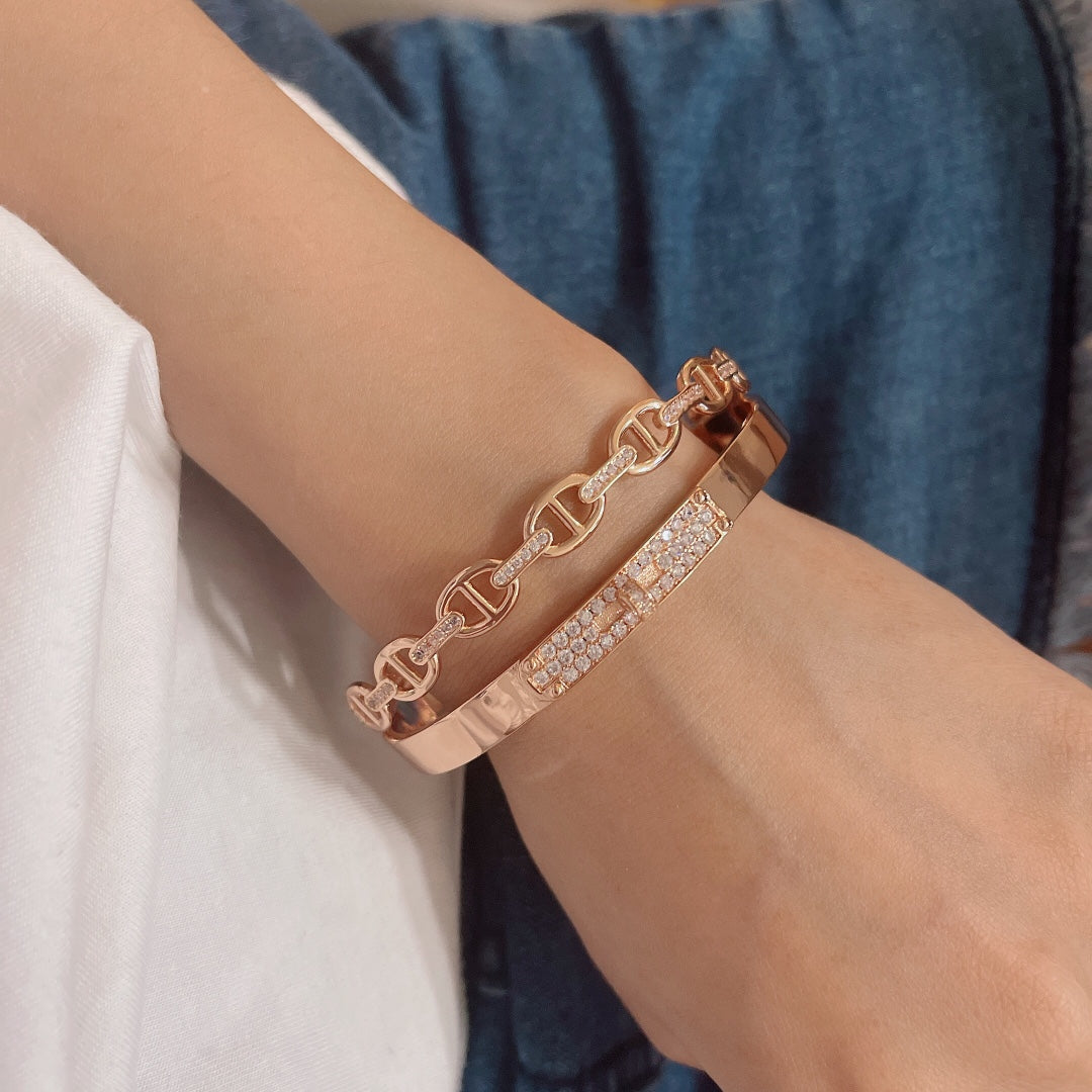 18K Kelly Double Tour Diamond Hermès Bracelet