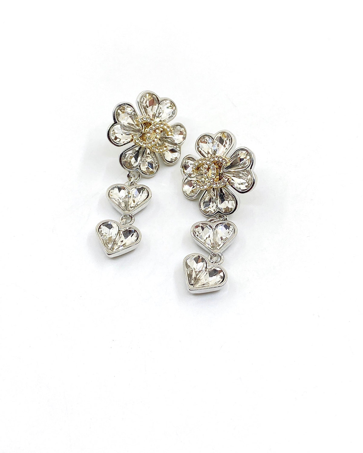 18K Chanel Crystal Flower Earrings