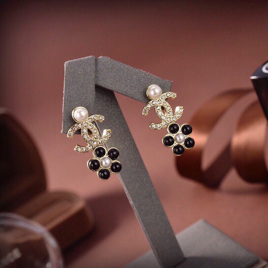 18K Chanel Butterfly Pendant Earrings