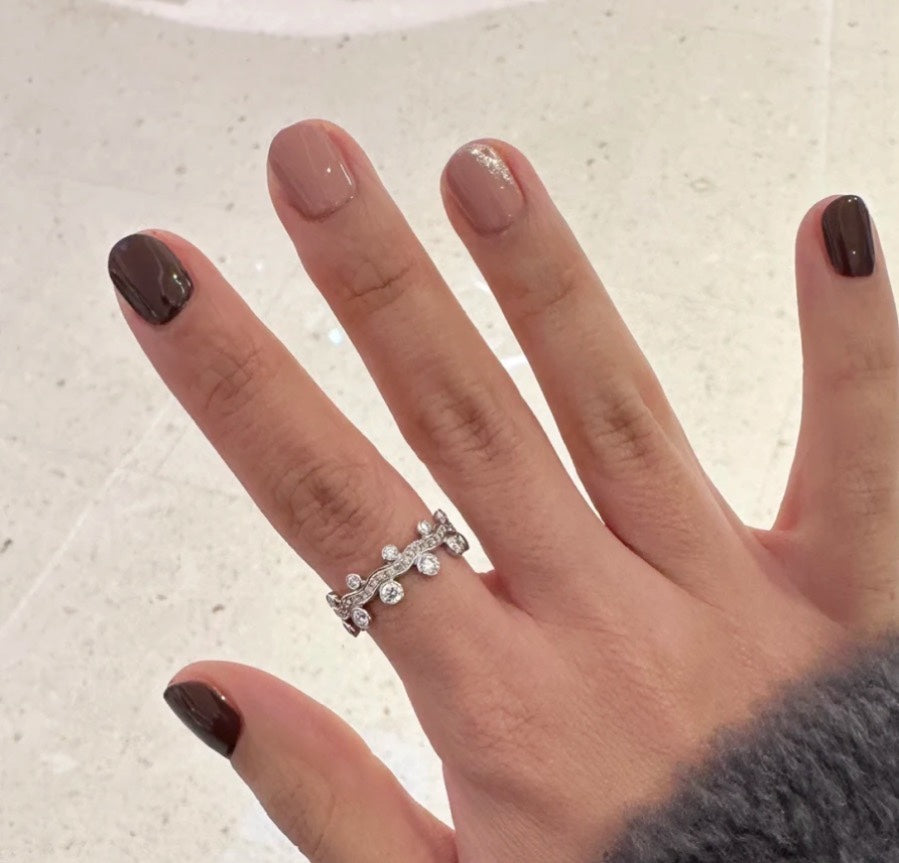 18K Vine Flower Dewdrops Diamond Hermès Ring
