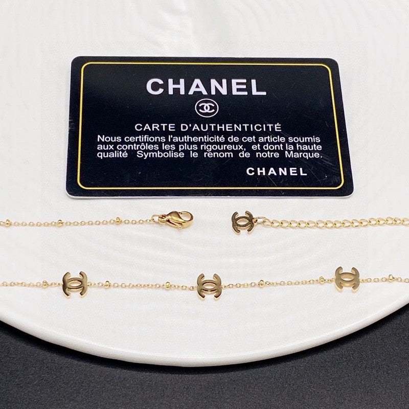 18K Chanel Small Logo Gold Necklace