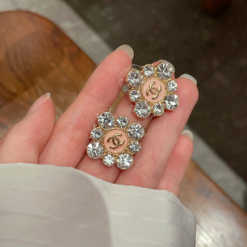 18K Chanel Color Flower Diamond Earrings