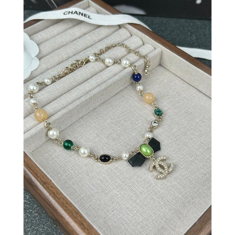 18K Chanel Crystal Bow Necklace