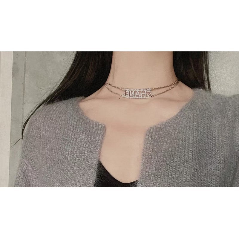 18K Chanel Letter Diamond Choker Necklace