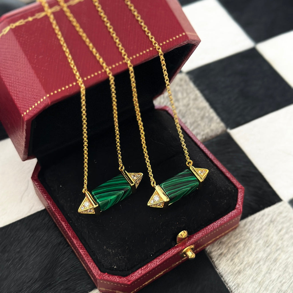 18K Cartier Les Berlingots De Malachite Necklace
