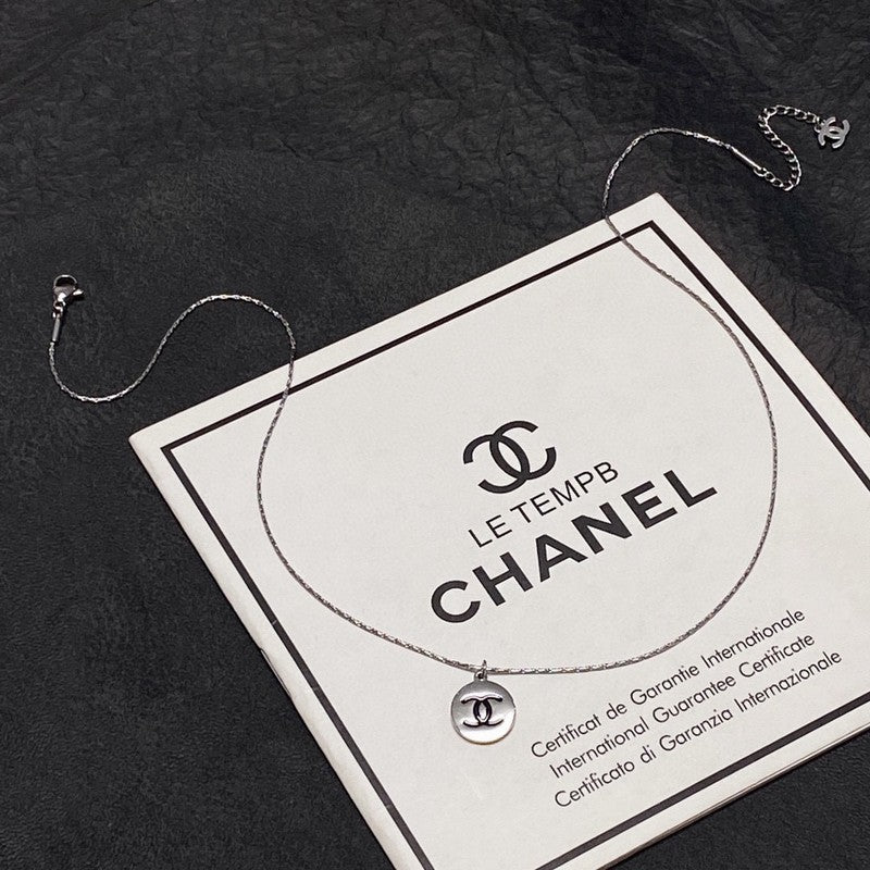18K Chanel Round Logo Necklace
