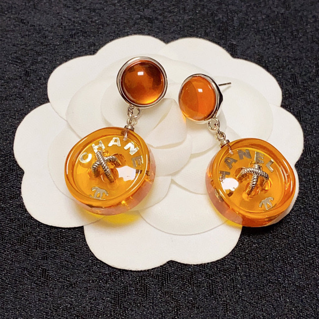 18K Chanel Orange Pendant Earrings