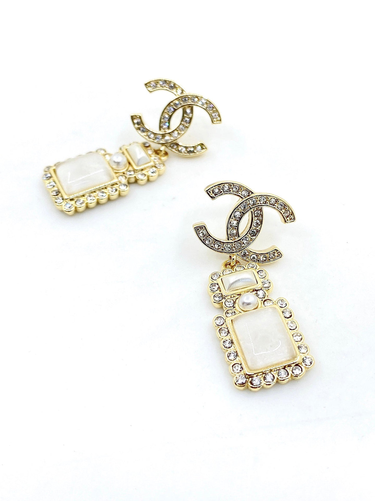 18K Chanel Perfume Bottle Earrings