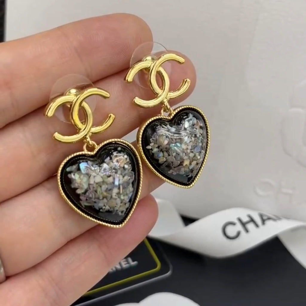 18K Chanel Multi-Color Crystals Heart Earrings