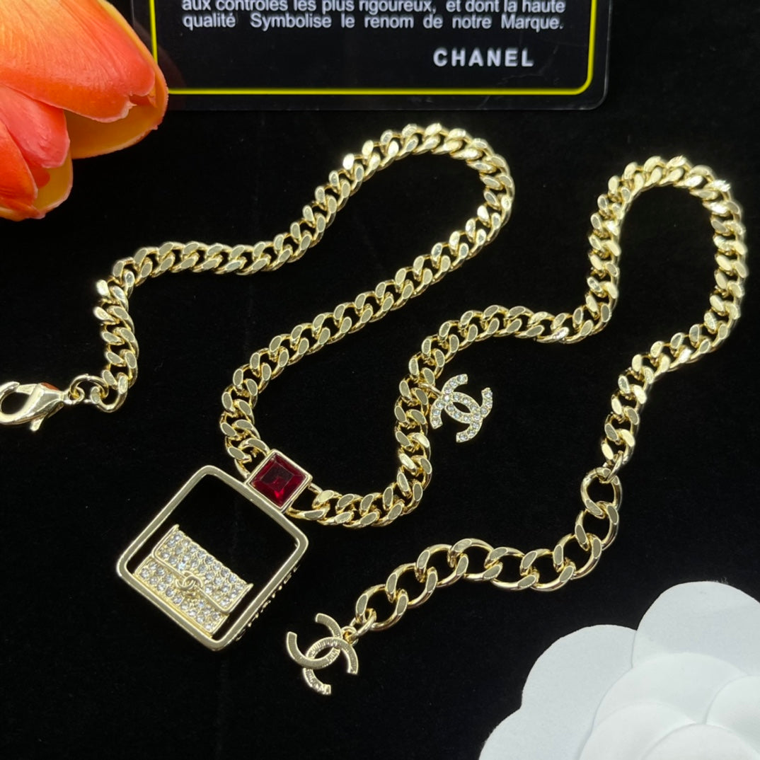 18K Chanel Bag Pendant Chain Necklace
