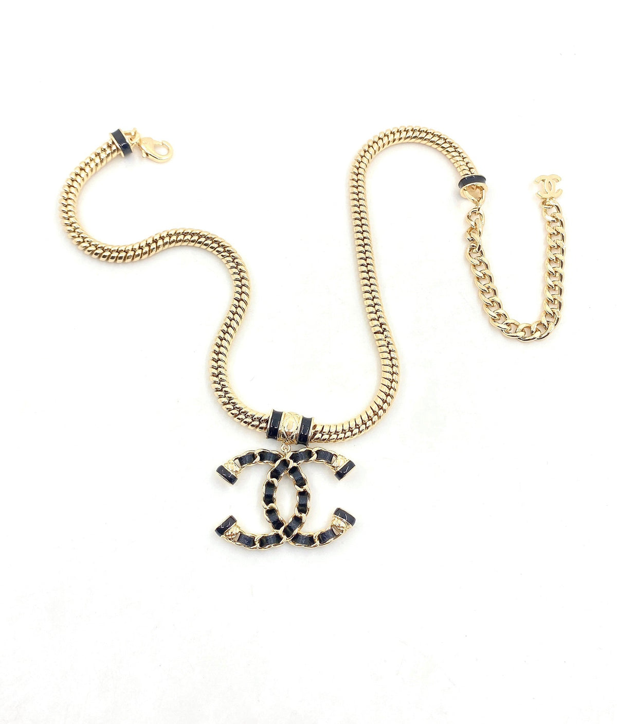 18K Chanel Leather Chain Necklace