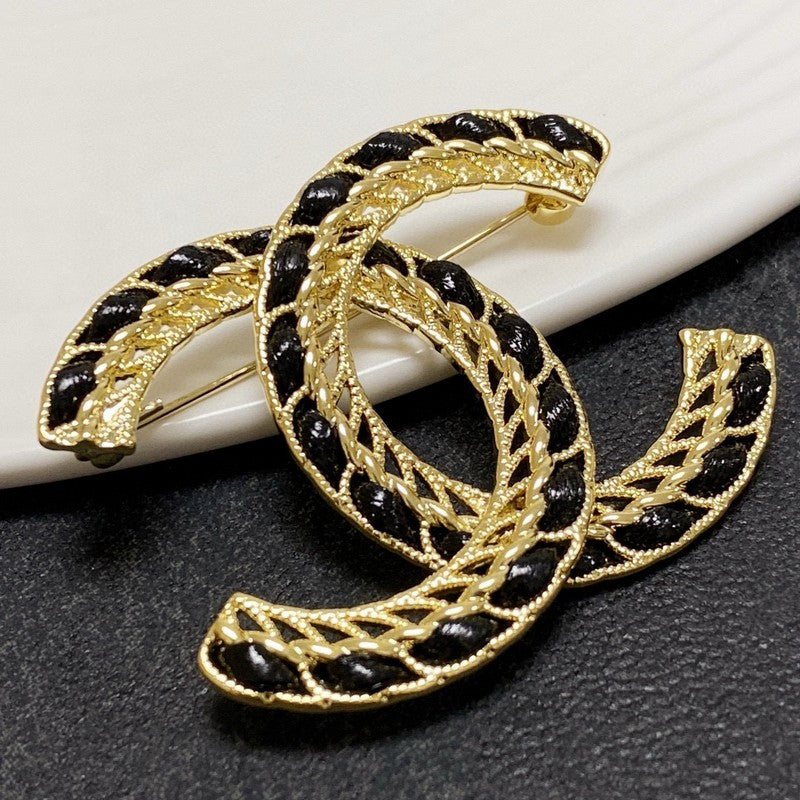 18K Chanel Leather Gold Brooch