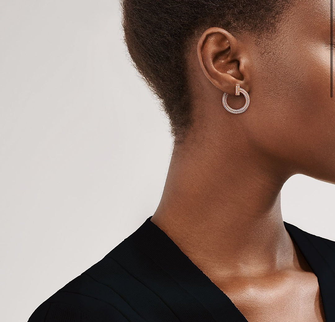 18K Tiffany & Co. T1 Open Hoop Rose Gold Earrings