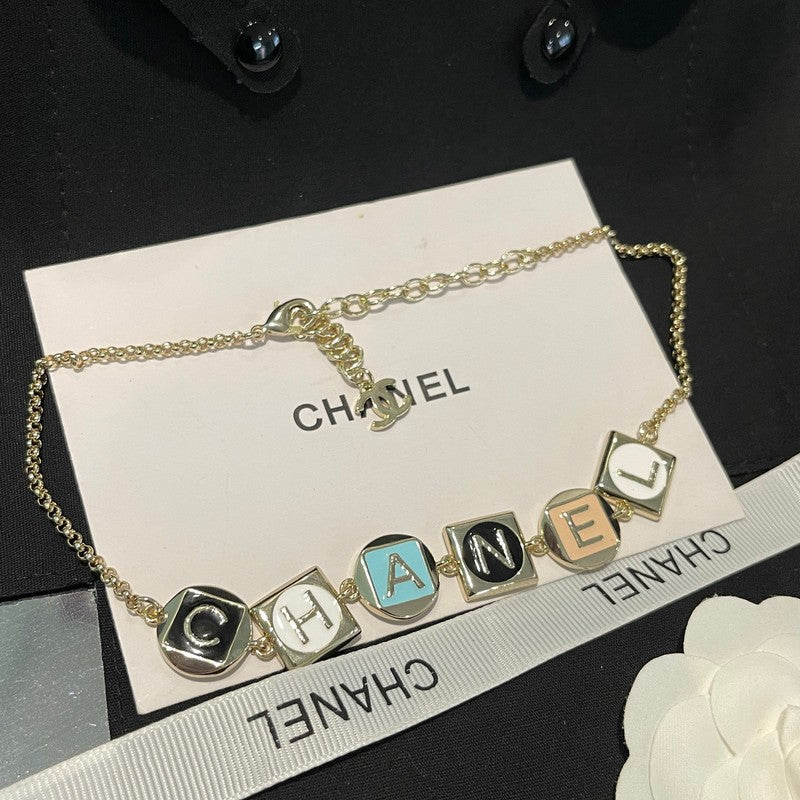 18K Chanel Color Logo Choker Necklace
