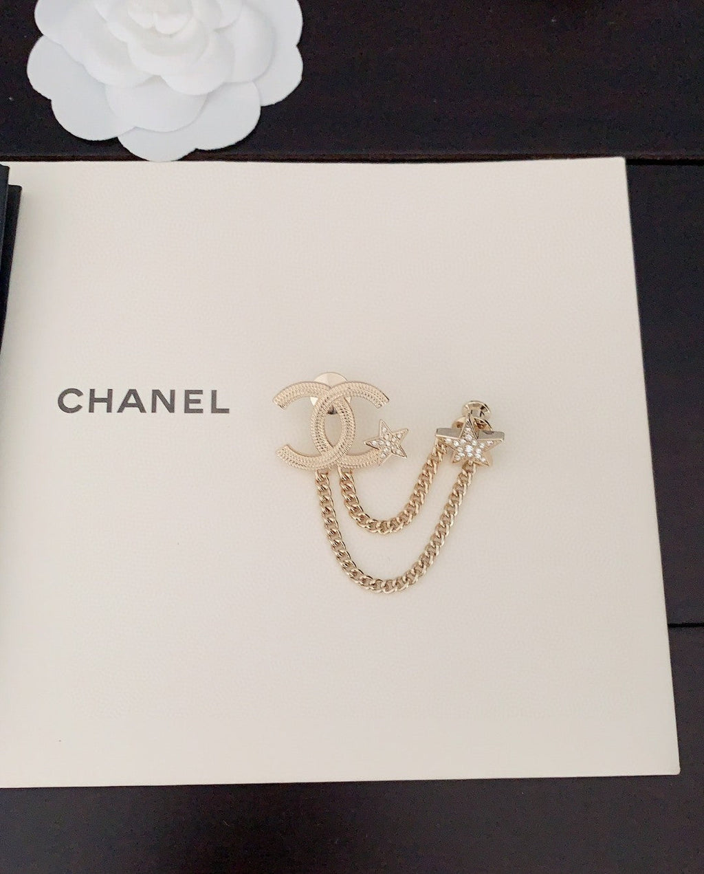 18K Chanel Heart Star Chain Brooch
