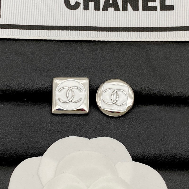 18K Chanel Black & White Square Gold Earrings