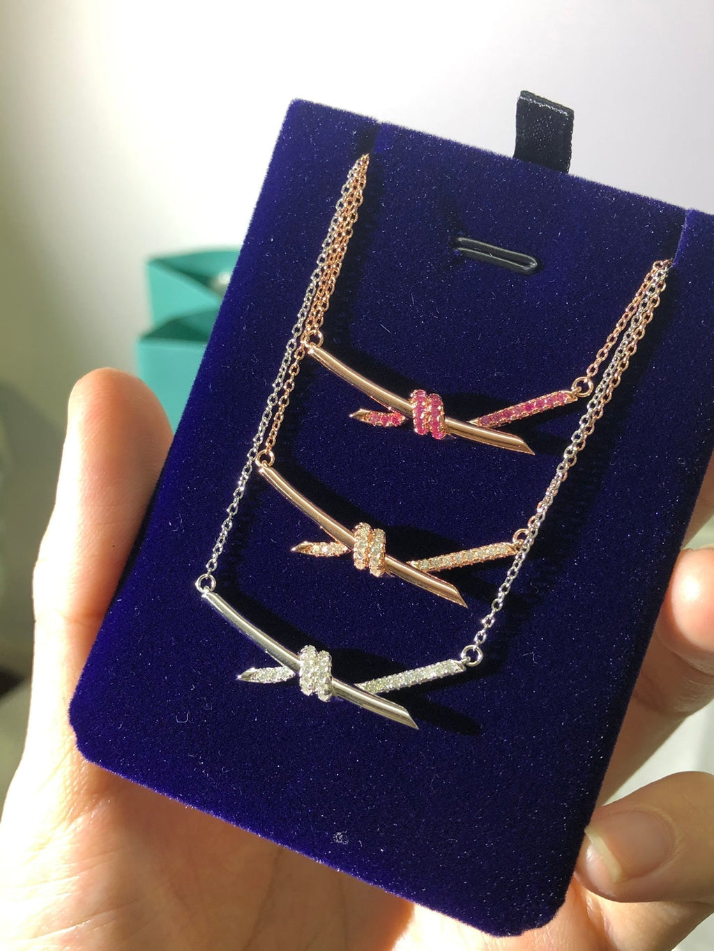 18K Tiffany & Co. Knot Pendant Diamond Necklace