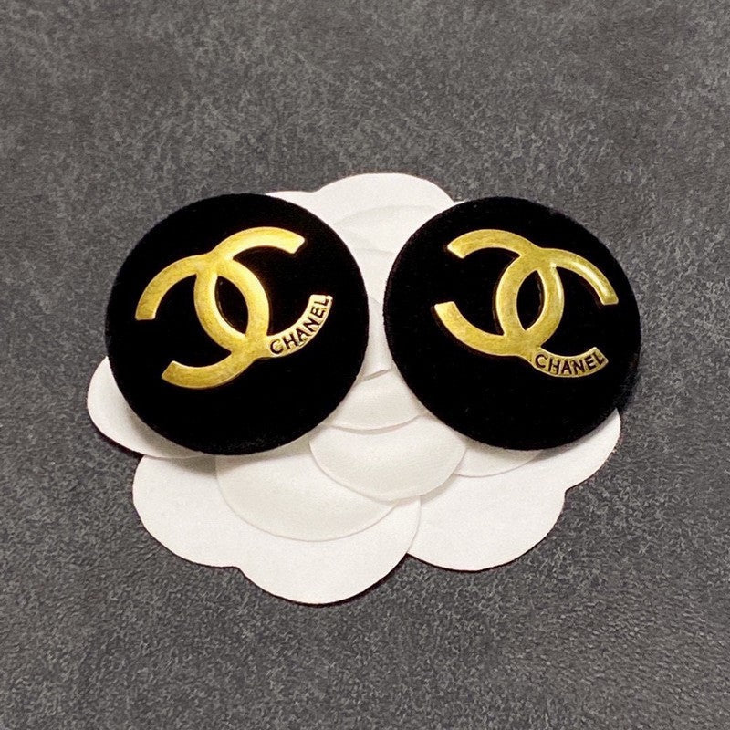 18K Chanel Black Yellow Gold Earrings