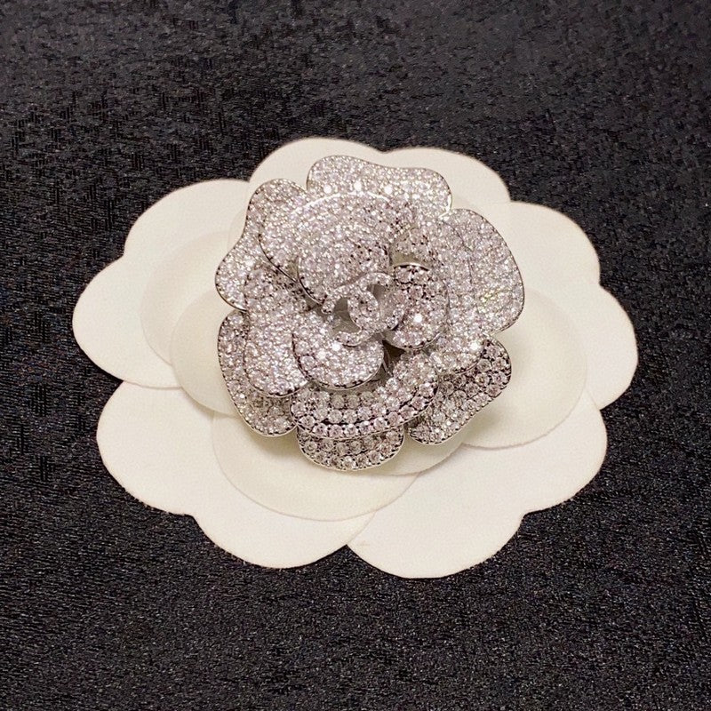 18K Chanel Full Diamond Camellia Brooch