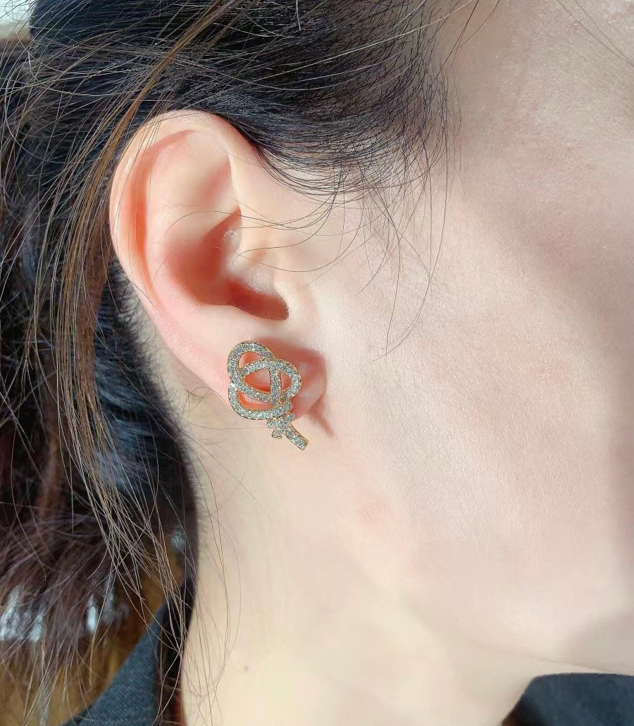 18K Tiffany & Co. Keys Woven Diamond Earrings