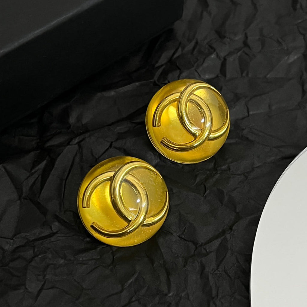 18K Vintage Chanel Yellow Crystal Earrings