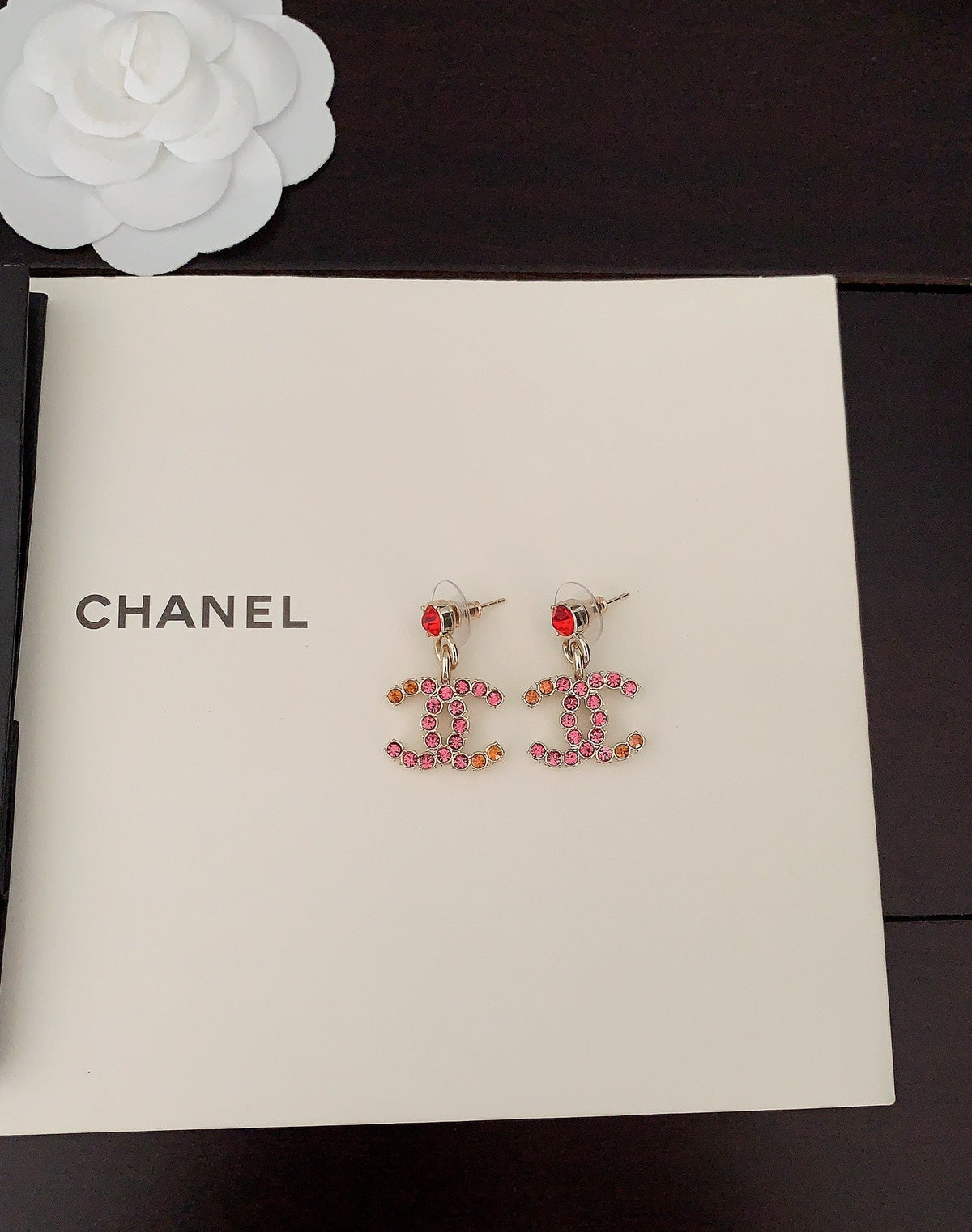 18K Chanel Pink Crystals Earrings