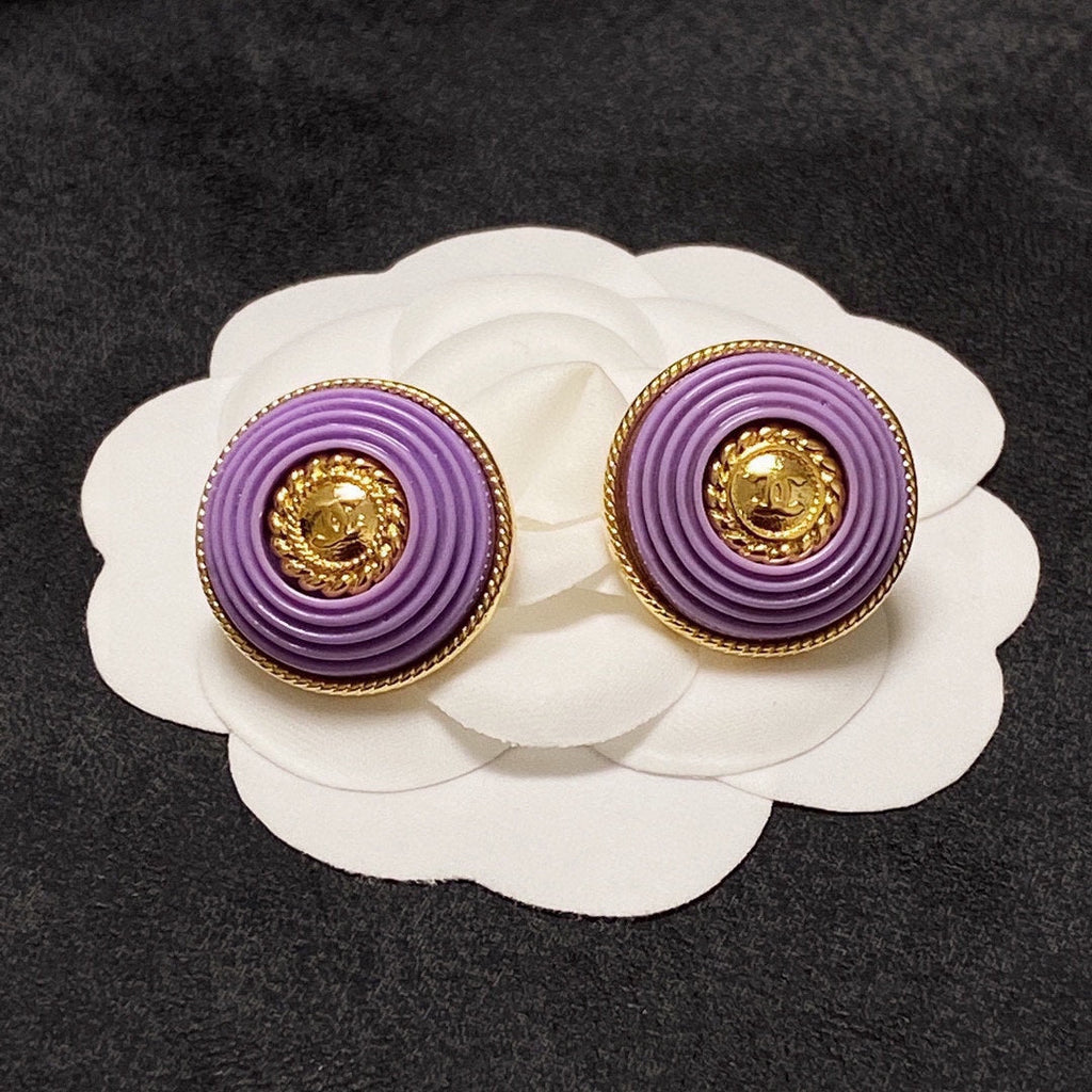 18K Chanel Purple Resin Earrings