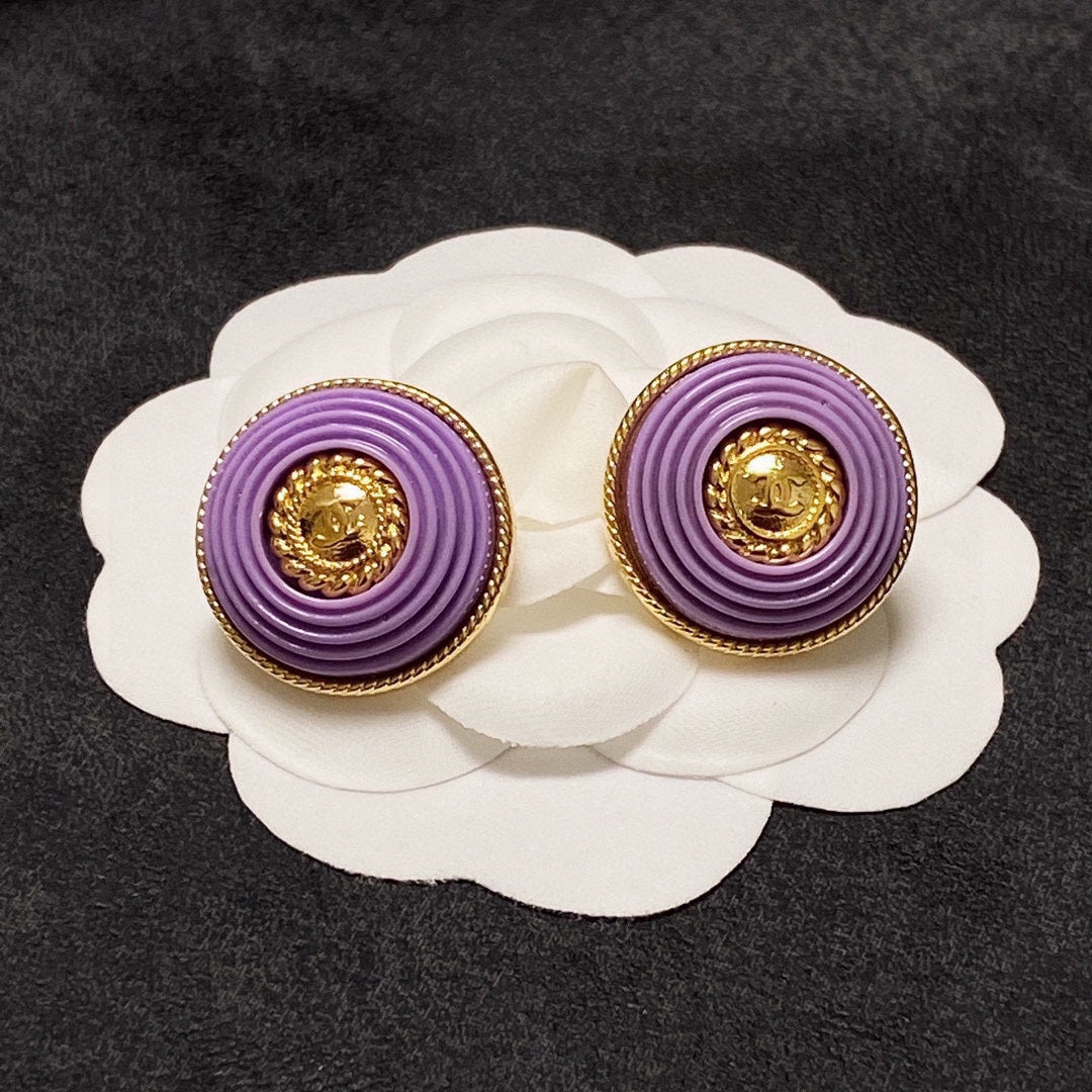 18K Chanel Purple Resin Earrings