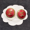 18K Chanel Red Round Earrings
