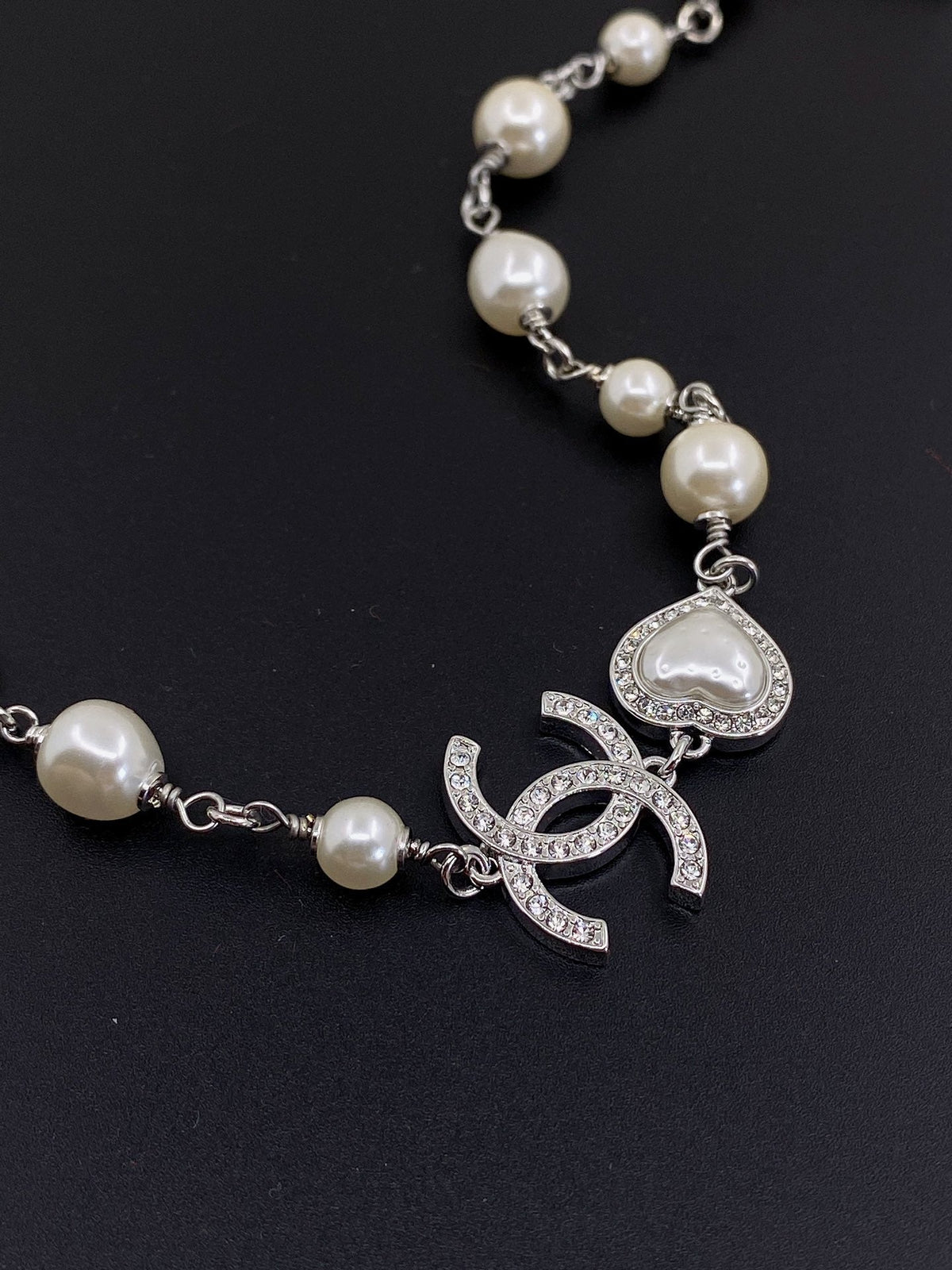 18K Chanel Pearls Crystals Necklace