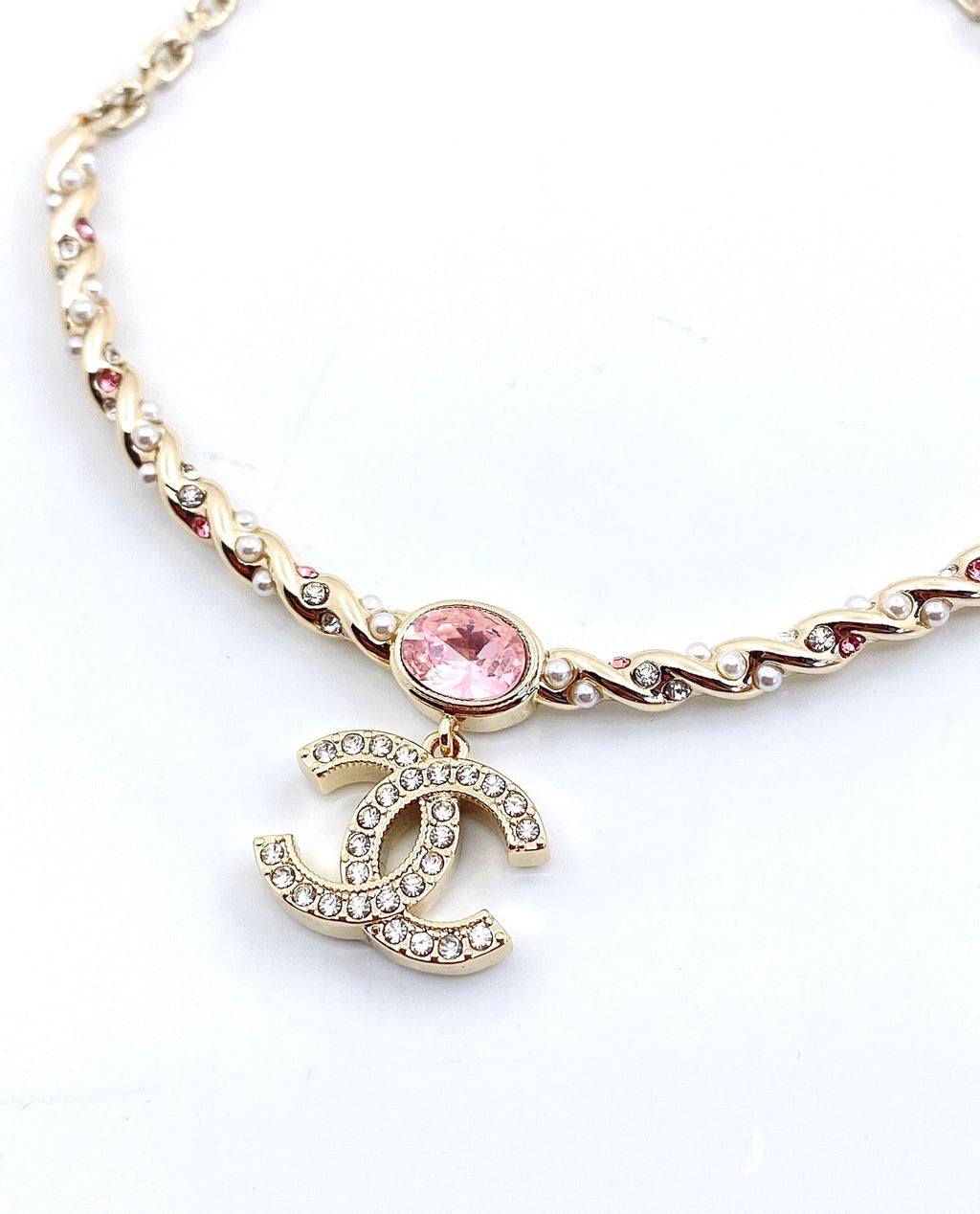 18K Chanel Pink Crystal Necklace