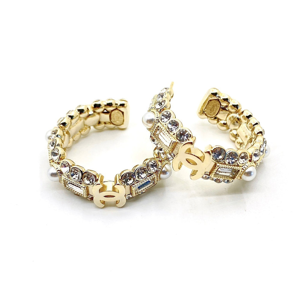 18K Chanel Crystals Circle Earrings