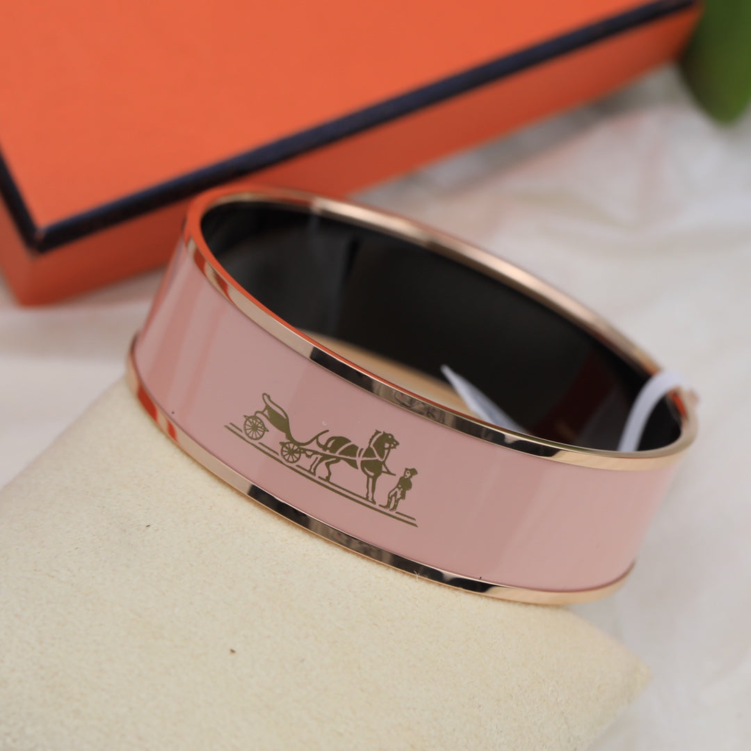 18K Enamel Cal¨¨che Wide Bangle Hermès Bracelet